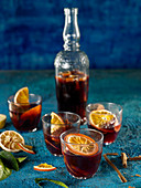 Spicy hot red wine with mandarines