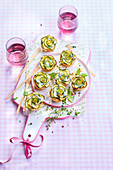 Mini zucchini rose tartlets