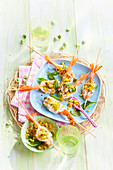 Schmetterlingsgarnelen mit Mango-Basilikum-Salsa als Vorspeise