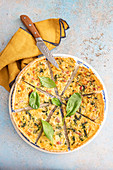 Quiche with onion, bacon and spinach