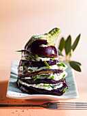 Aubergine and cream cheese layer