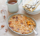 Apricot crumble with caramel