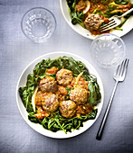 Beef meatballs with spinach