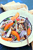 Chicken with bulgur, apricots and dried fruit