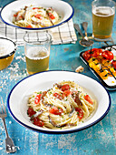 Spaghetti with anchovies and cherry tomatoes