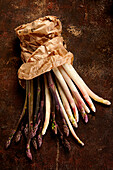 Bundle with different types of asparagus