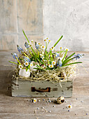 Old drawer with Easter decoration