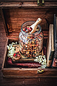Granola muesli in a glass jar