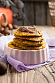 Blinis with squash and chestnut cream