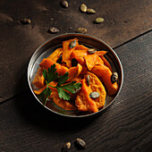 Roasted butternut squash with pumpkin seeds