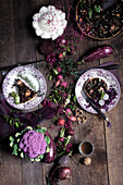 Beet and purple vegetable tart