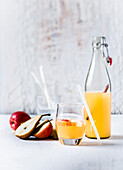 Homemade sparkling apple and pear juice