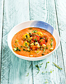 Cream of Tomato Soup with Lentils and Chickpeas