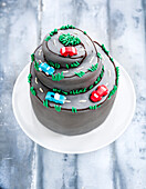Road cake, Geburtstagskuchen im Stil einer Autorennbahn