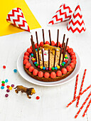 Circus decorated chocolate cake