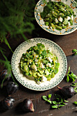 Bean salad with broad beans and feta