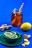 Herbal tea with ginger, lemon and honey