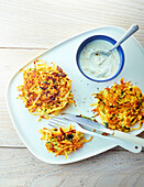 Vegetable pancakes with a dip