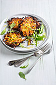 Vegetable pancakes with courgette, butternut squash and onions