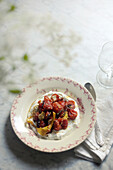 Chaudfroid with roasted tomatoes and yoghurt cream