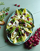 Chicorée-Salat mit Walnüssen, Ziegenkäse und frischen Trauben