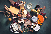 Cheese platter with grissini and crackers