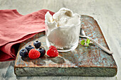 Vanilla ice cream with fresh berries
