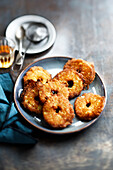 Pineapple fritters with coconut and rum