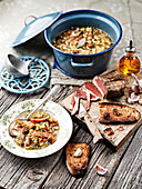 Corsican soup with bacon and toasted bread