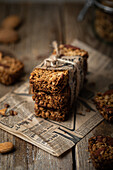 Muesli bar with oatmeal and almonds