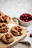 Pecan and cranberry cookies