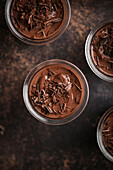 Dark chocolate cream puddings