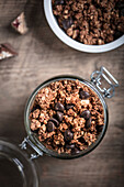 Jar of chocolate granola