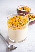 Panacotta with passion fruit coulis
