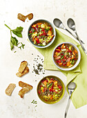 Lentil soup with vegetables and sausages