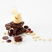 Variety of chocolate delicacies and desserts