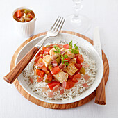 Chicken Basquaise with rice