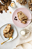 Slices of banana cake for breakfast