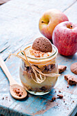 Apple compote with crushed chocolate cookies