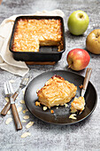 Mille-feuille-style apple and thinly sliced almond cake