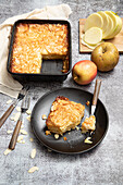 Mille-feuille-style apple and thinly sliced almond cake