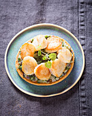 Scallop and seaweed tart