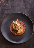 Marinated goose foie gras with beetroot and sake-kasu