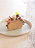 Fois gras au Torchon,Jerusalem artichokes,truffles and pomegranate jelly