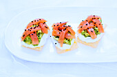 Lasagnes soufflé with smoked salmon and avocado
