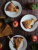 Slices of crumble-style apple tart