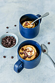 Banana bread mug cake with chocolate drops