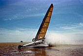 Sand yachting, St. Peter Ording, North Sea Schleswig-Holstein, Germany