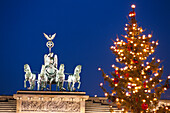 Christmas tree with Brandenburger Gate, Berlin, Germany