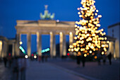 Christmas tree in front of Brandenburger Gate, Berlin, Germany